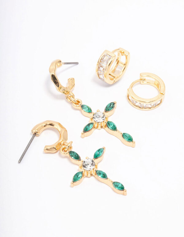 Emerald Cross Earring Pack